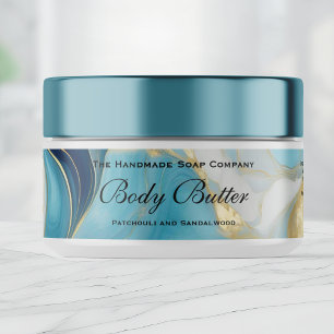 Cosmétique Étiquette de jarre - Marbre bleu et or