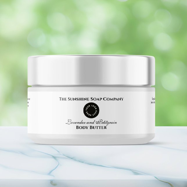 Cosmétique Étiquette Jar - Blanc avec logo (Créateur téléchargé)