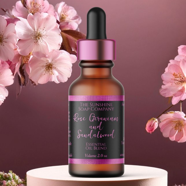 Cosmétique noir et rose chaud Étiquette de bouteil (Créateur téléchargé)