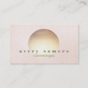 Cosmetologe Gold Zen Circle Pink Linen Look Visitenkarte