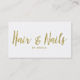 Cosmetologe Hair and Nails Gold Glitzer Visitenkarte
