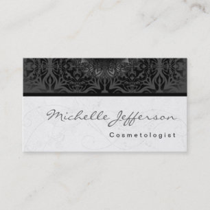 Cosmetologin Script Gray Pattern Business Card Visitenkarte