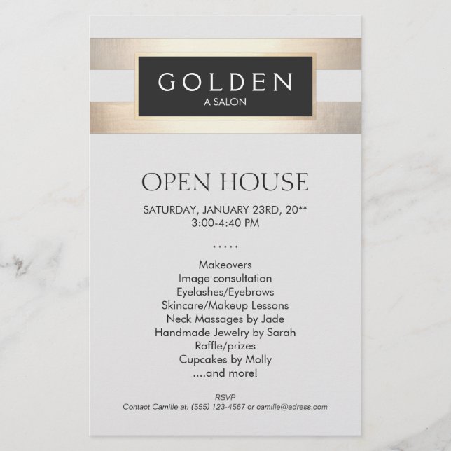 Cosmetologist Gold Stripes Hair Salon and Spa Menu Flyer (Vorne)