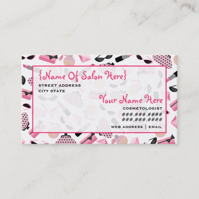 Cosmetologist-Salon-Verabredungs-Girly Rosa Terminkarte (Vorderseite)