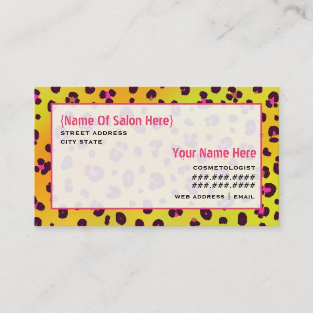 Cosmetologist-Salon-Verabredungs-Orangen-Leopard Terminkarte (Vorderseite)