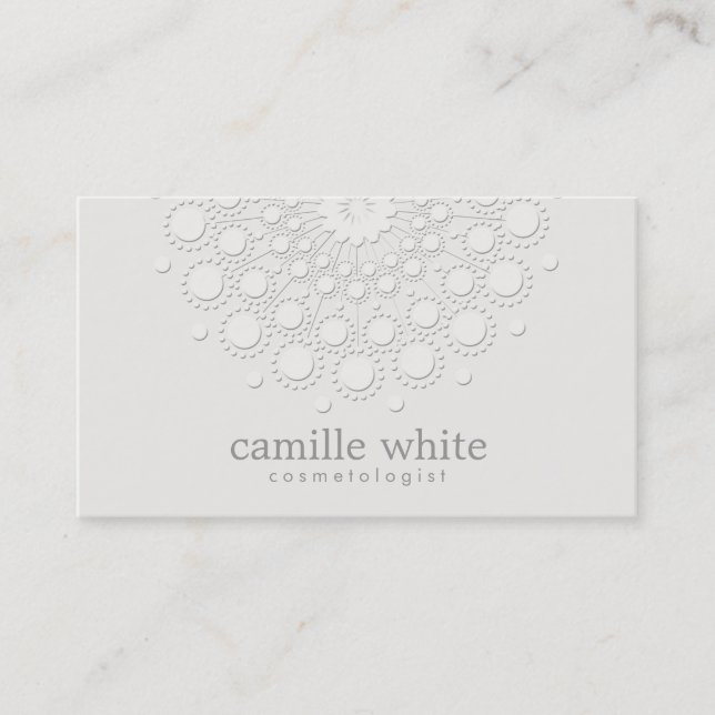 Cosmetology Elegante Rosette Monochromatic White Visitenkarte (Vorderseite)
