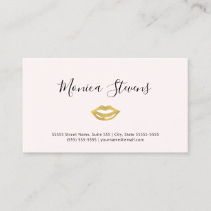 Cosmetology Makeup Artist Gold Lips Logo Visitenkarte