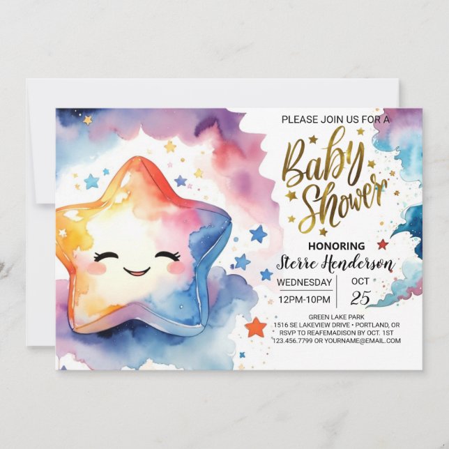 Cosmic Adventure erwartet Baby Shower Einladung (Vorderseite)