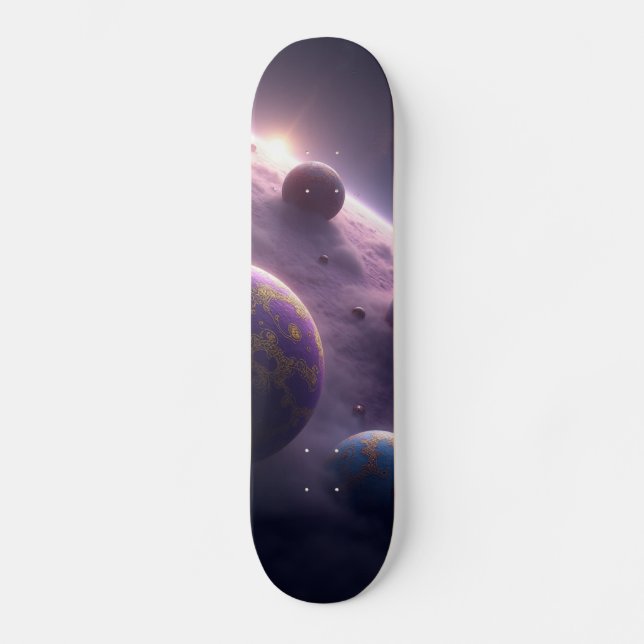 Cosmic Adventure: Space & Planet Skateboard Design (Vorderseite)