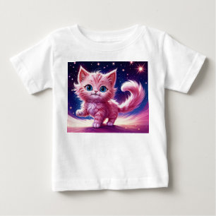 Cosmic Animal Pink Cat Felge Moderne Art Baby T-shirt