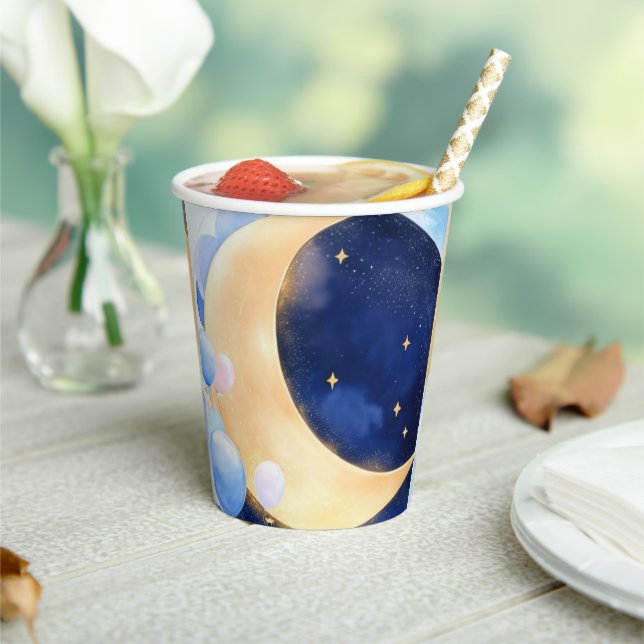 Cosmic Baby Shower Moon and Stars Inspiriert Pappbecher (In Situ)