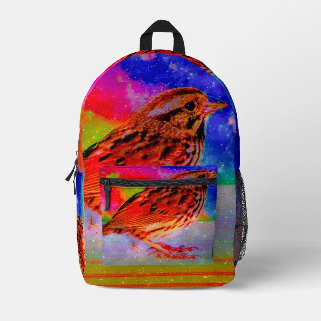 Cosmic Bird Dreamscape Art Print" Bedruckter Rucksack (Vorderseite)