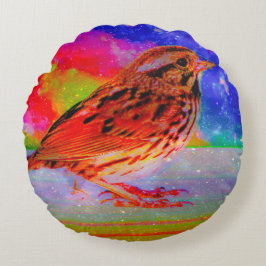 Cosmic Bird Dreamscape Art Print" Rundes Kissen