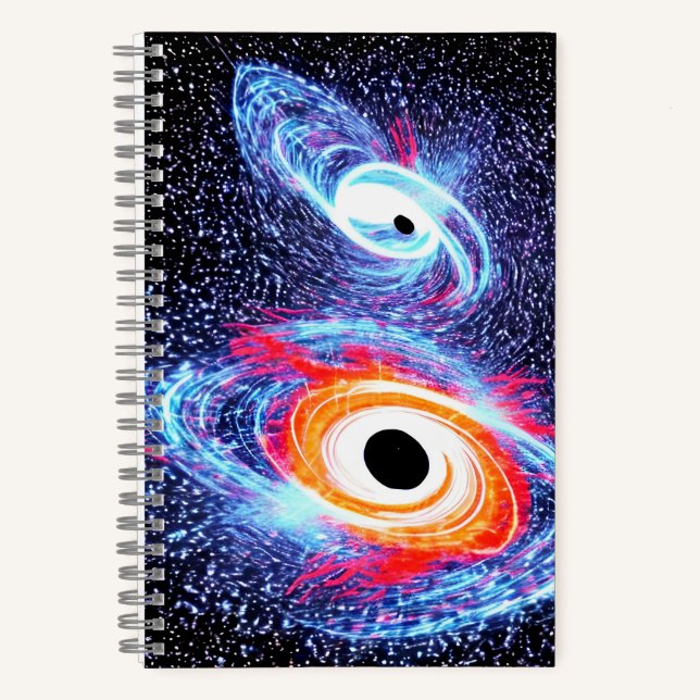 Cosmic Black Blue Orange Red Fun Galactic Notizbuch (Vorderseite)
