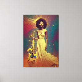 Cosmic Black Musician Lady Leinwanddruck