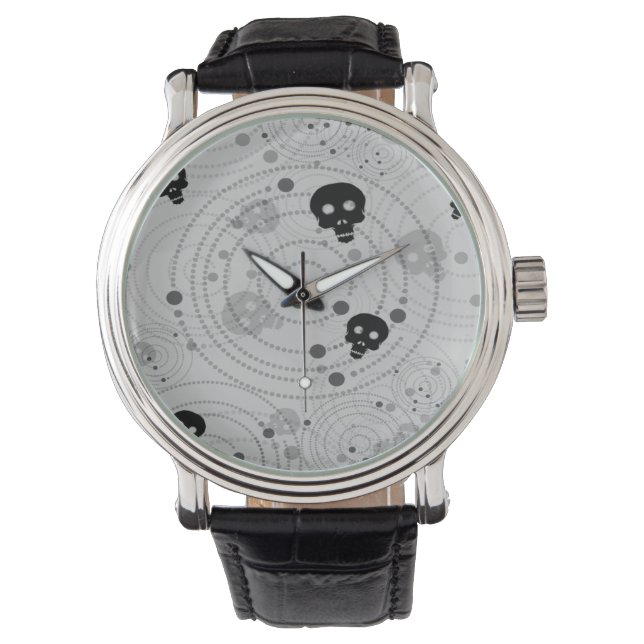 Cosmic Black Skull Muster Armbanduhr (Vorderseite)