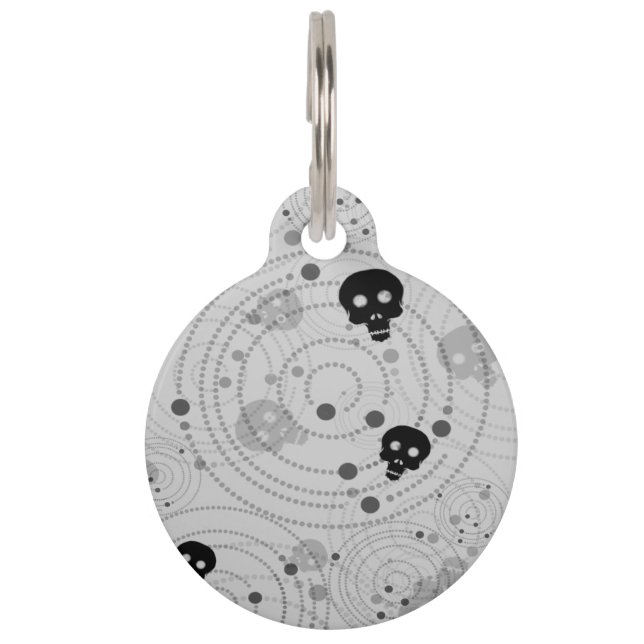 Cosmic Black Skull Muster Haustiermarke (Vorderseite)