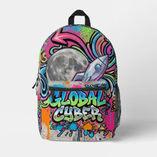 Cosmic Blast Off Canvas Rucksack - Neon Street Art