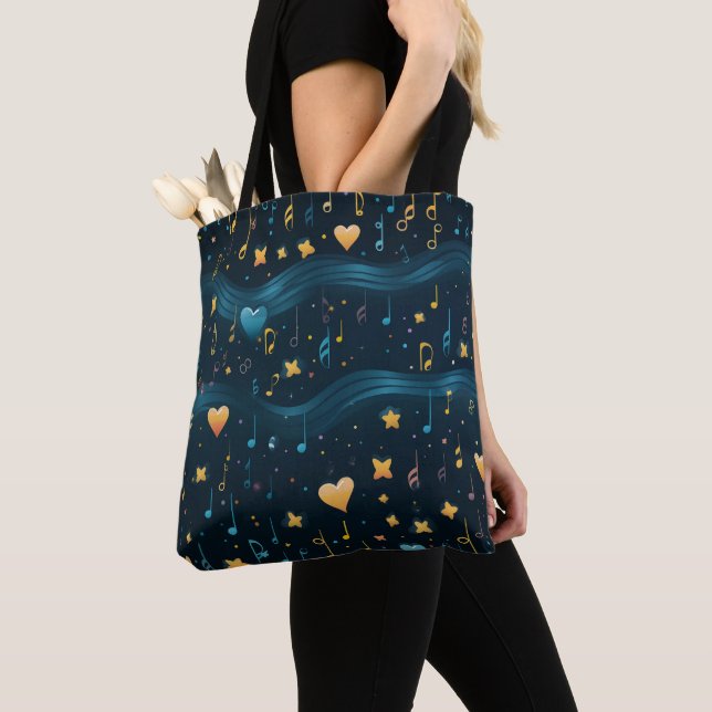 Cosmic Blue and Gold Musical Large Tasche (Von Nahem)