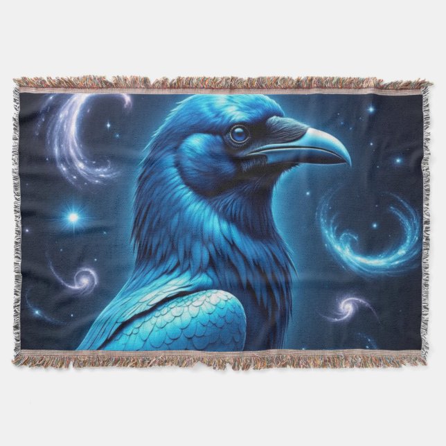 Cosmic Blue Raven Decke (Vorderseite)