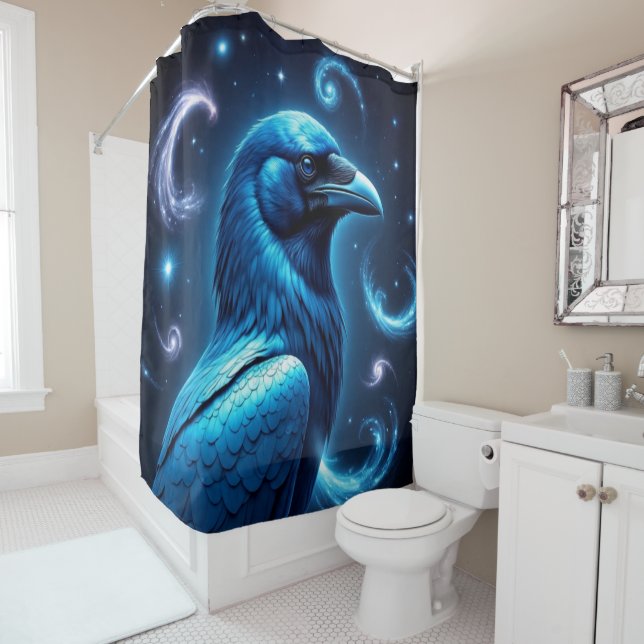 Cosmic Blue Raven Duschvorhang (Beispiel)