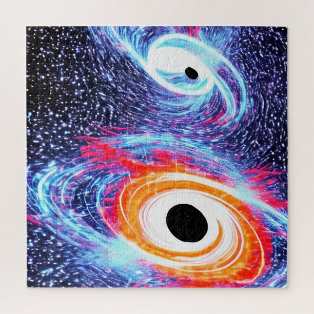 Cosmic Blue Red und Orange Swirling Galaxien Image (Vertikal)