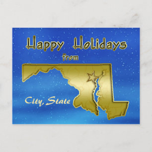 Cosmic Blue Sky Maryland Map Custom Postkarte