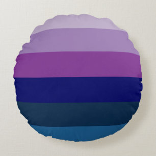 Cosmic Blue und Lila Stripes Rundes Kissen