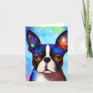 Cosmic Boston Terrier, carte d'anniversaire