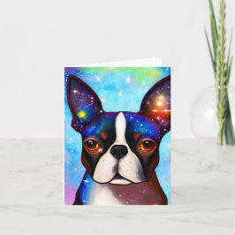 Cosmic Boston Terrier, Geburtskarte Karte