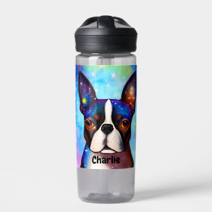 Cosmic Boston Terrier Monogram Trinkflasche
