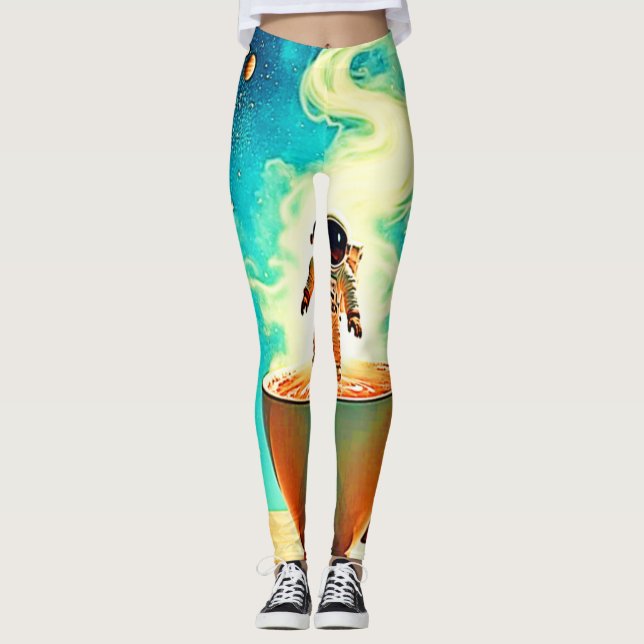 Cosmic Brew: Astronaut's Coffee Dream Leggings (Vorderseite)