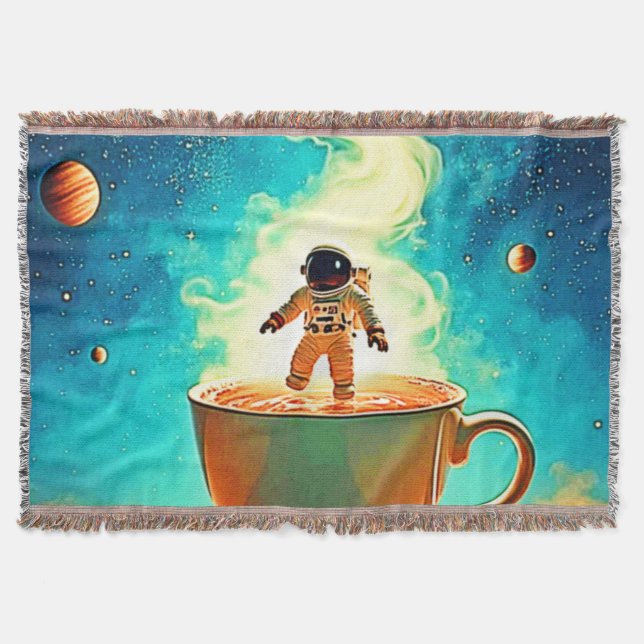 Cosmic Brew: Astronauts Kaffee-Traum Decke (Vorderseite)
