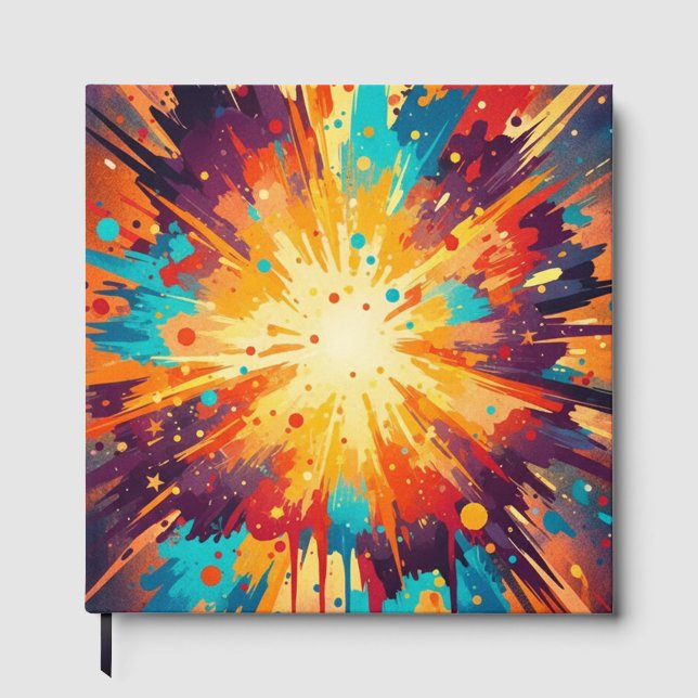 Cosmic Burst Abstract Splatter Art Gästebuch (Vorderseite)
