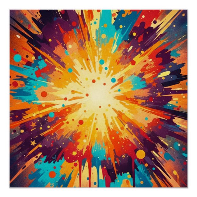 Cosmic Burst Abstract Splatter Art Poster (Vorderseite)