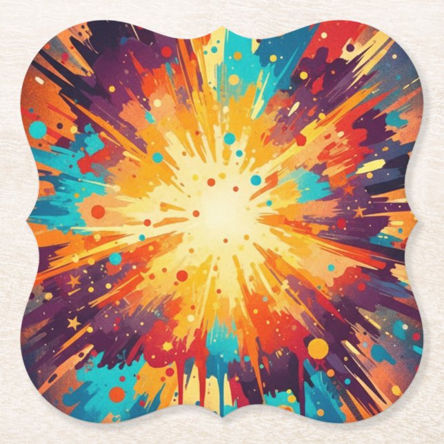 Cosmic Burst Abstract Splatter Art Untersetzer (Vorderseite)