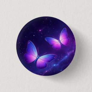 Cosmic Butterfly Duo - Dreamy Galaxy Night Button