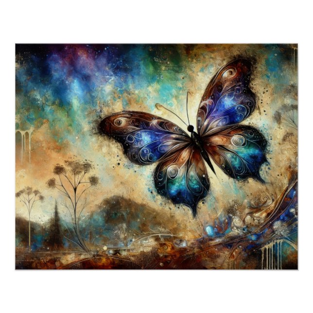 Cosmic Butterfly Fantasy Artwork Poster (Vorderseite)