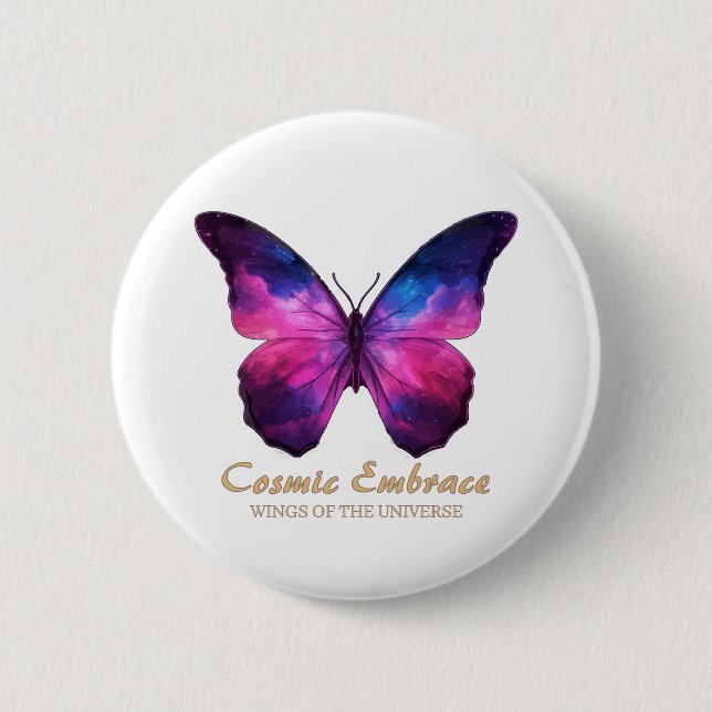 Cosmic Butterfly Galaxy Wings Button (Vorderseite)