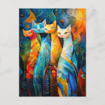 Cosmic Cat Art with Stellar Background