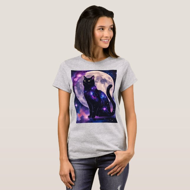 Cosmic Cat - Celestial Dreamer Design T-Shirt (Vorne ganz)