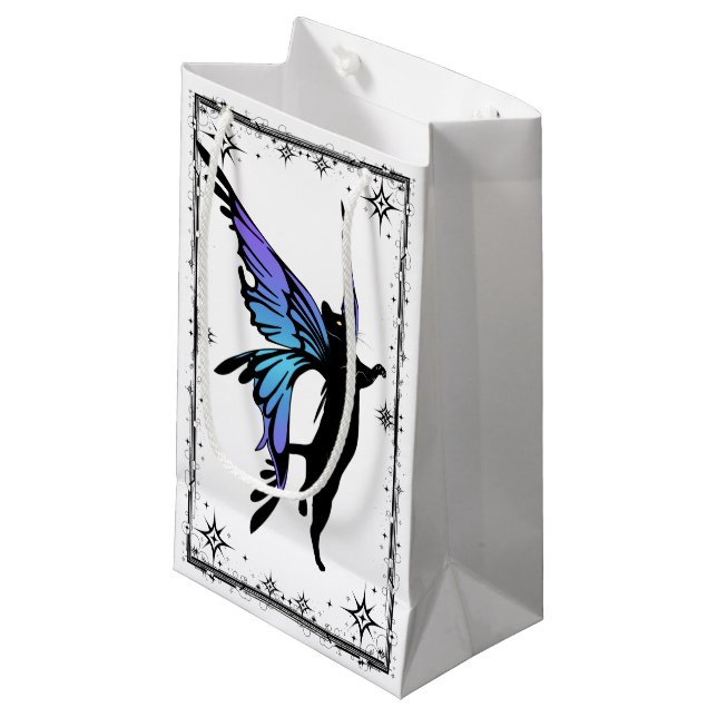 Cosmic Cat Star Kleine Geschenktüte (Vorderseite Schrägansicht)