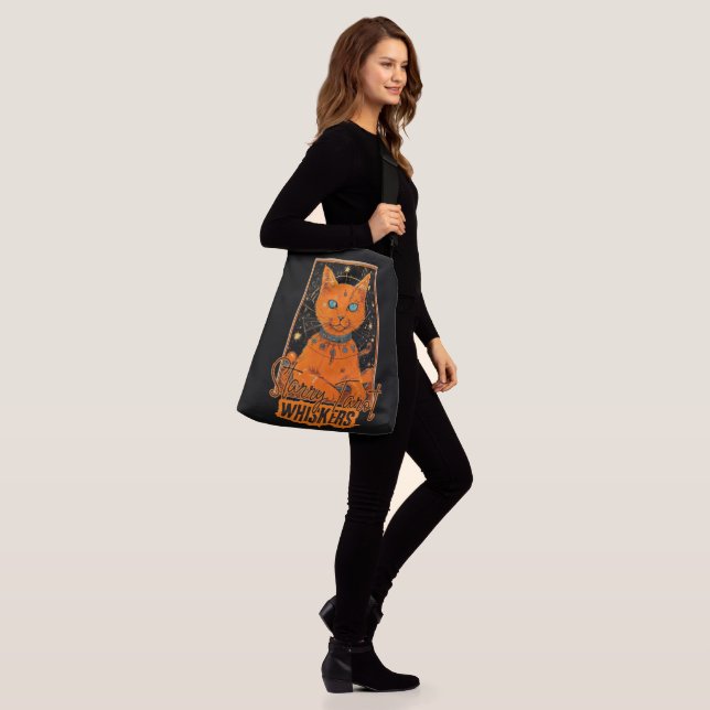 Cosmic Cat Tarot | Orange Feline Art Tragetaschen Mit Langen Trägern (Am Model)