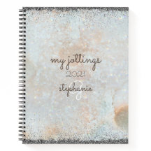 Cosmic Celestial Silver Glitzer Girly Monogram