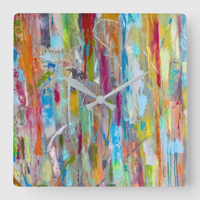 Cosmic Chaos Wall Clock Quadratische Wanduhr (Vorderseite)