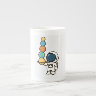Cosmic Coffee Companion - Niedlicher Astronaut Prozellantasse