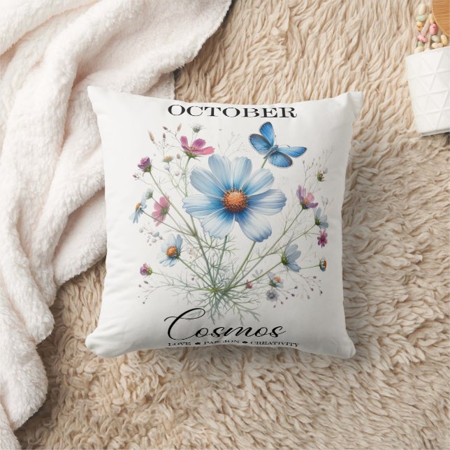 Cosmic Comfort • October Birth Flower Throw Pillow Kissen (Decke)