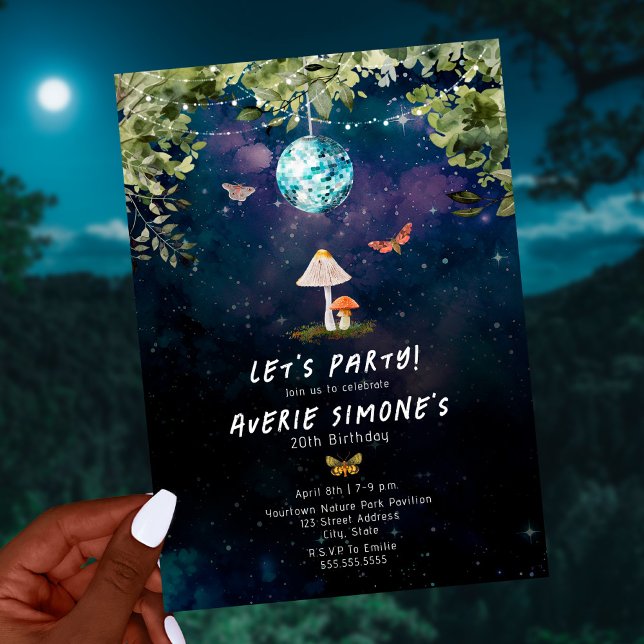 Cosmic Coscape Disco Woodland Geburtstagsparty Einladung (Von Creator hochgeladen)