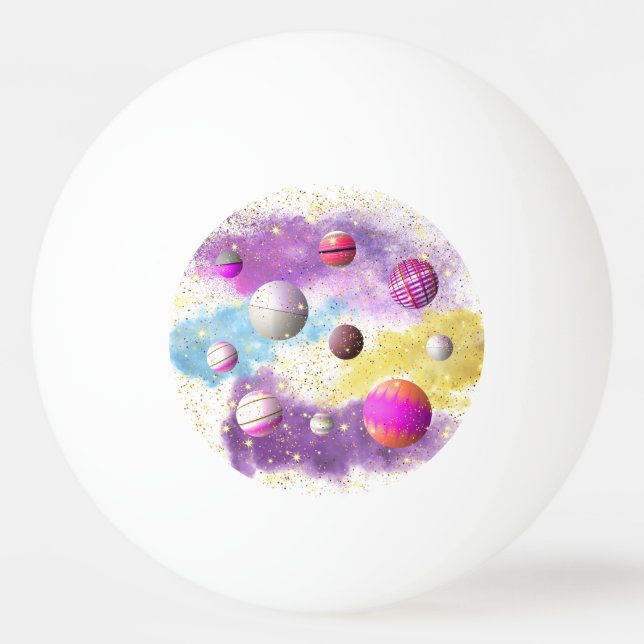 Cosmic Cotton Candy Galaxy Tischtennisball (Vorderseite)