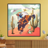 Cosmic Cowboy Bucking Horse Surreal Collage